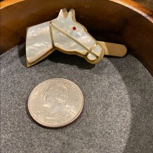 Vintage mother of pearl horse tie clasp